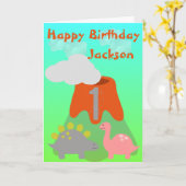 Carte Enfants Dinosaur Anniversaire personnalisé (Fleur jaune)