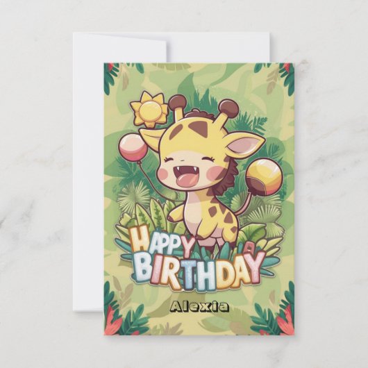 Carte Enfants élégants Giraffe Anniversaire (Devant)