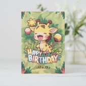 Carte Enfants élégants Giraffe Anniversaire (Debout devant)