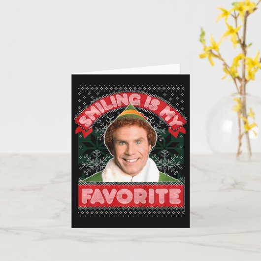 Carte Enfants Elf Buddy Sourire Est Mon Noël Préféré (Fleur jaune)