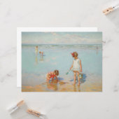 Carte Enfants en bord de mer (Summer Beach Scene) (Devant/Arrière en situation)