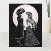 Carte Enfants gothiques emo mignons s'embrassent pour la (Devant)