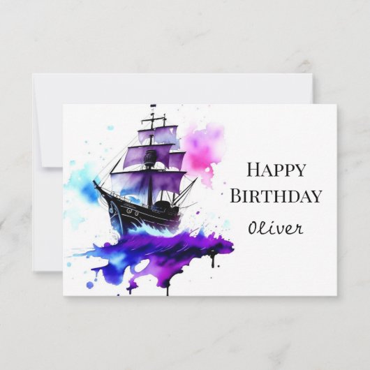 Carte Enfants heureux Ahoy Pirate Anniversaire (Devant)