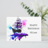 Carte Enfants heureux Ahoy Pirate Anniversaire (Debout devant)