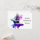 Carte Enfants heureux Ahoy Pirate Anniversaire (Devant/Arrière en situation)