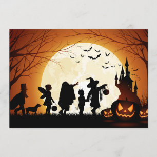 Carte Enfants heureux de silhouette de Halloween