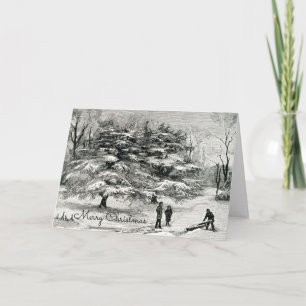 Carte Enfants jouant en vacances hivernales de neige