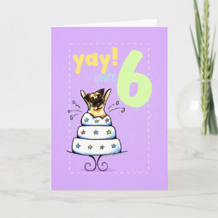 Carte Enfants Joyeux Anniversaire Âge 6 Carlin de gâteau