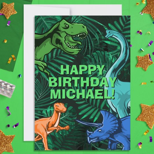 Carte Enfants Jurassic Dino Dinosaur Anniversaire person