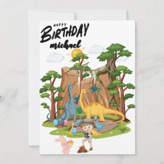 Carte Enfants Jurassic Dino Dinosaur Anniversaire person