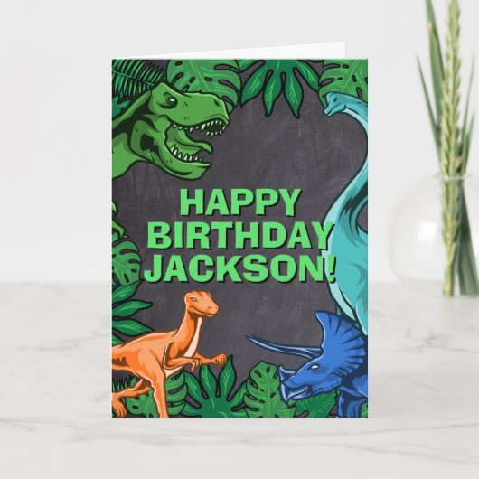 Carte Enfants Jurassic Trex Dino Dinosaur Anniversaire (Devant)
