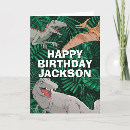Carte Enfants Jurassic Trex Dino Dinosaur Anniversaire (Devant)