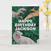 Carte Enfants Jurassic Trex Dino Dinosaur Anniversaire (Fleur jaune)