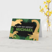 Carte Enfants Jurassic Trex Dino Dinosaur Anniversaire (Fleur jaune)