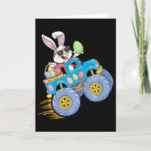 Carte Enfants Lapin de Pâques conduisant un Monster Truc