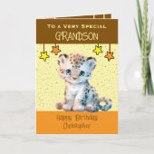 Carte Enfants léopard spécial petit-fils anniversaire br (Devant)