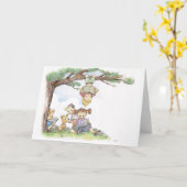 Carte Enfants lisant des livres (Fleur jaune)