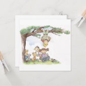 Carte Enfants lisant sous un arbre (Devant/Arrière en situation)