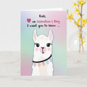 Carte Enfants Llamas Saint Valentin Coeurs (Fleur jaune)