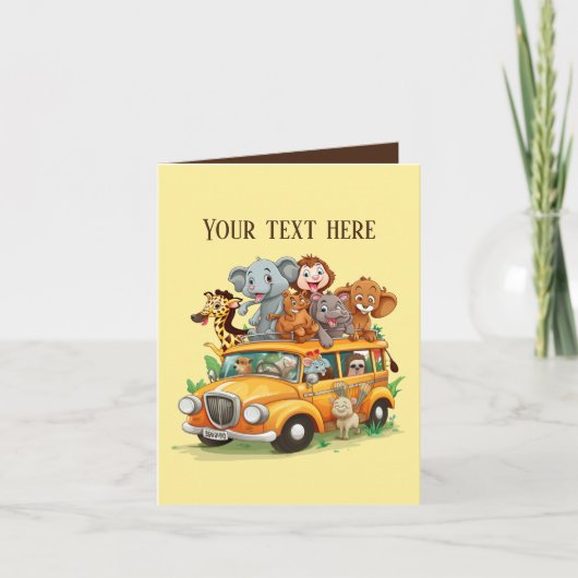 Carte Enfants mignons Animaux Safari ajouter du texte n' (Devant)