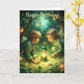 Carte Enfants mignons en forêt (Fleur jaune)