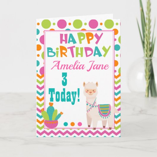 Carte Enfants mignons Llama Anniversaire (Devant)
