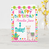 Carte Enfants mignons Llama Anniversaire (Fleur jaune)