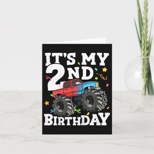 Carte Enfants Monster Camion Mon 2e anniversaire garçon (Devant)