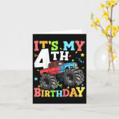 Carte Enfants Monster Camion Mon 4e anniversaire Garçon  (Fleur jaune)