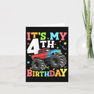 Carte Enfants Monster Camion Mon 4e anniversaire Garçon