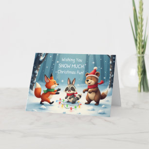 Carte Enfants Noël Neige Tellement Amusant avec Animaux
