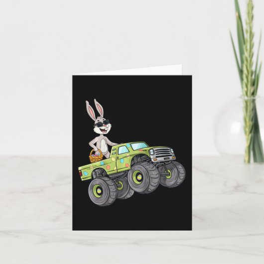 Carte Enfants Pâques Rabbit équitation Monster Camion Fu (Devant)
