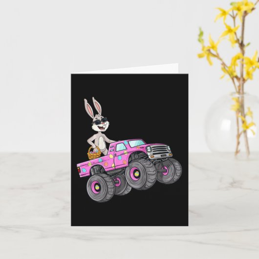 Carte Enfants Pâques Rabbit équitation Monster Camion Fu (Fleur jaune)
