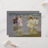 Carte Enfants pataugeant sur la plage (par E.H. Potthast (Devant/Arrière en situation)