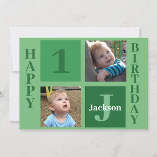 Carte Enfants personnalisés Photo Vert adorable Joyeux A