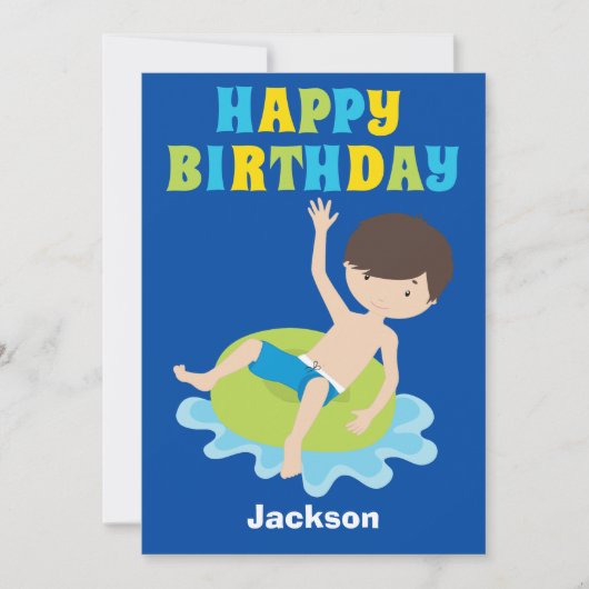 Carte Enfants Pool Party Custom Boys Joyeux anniversaire (Devant)