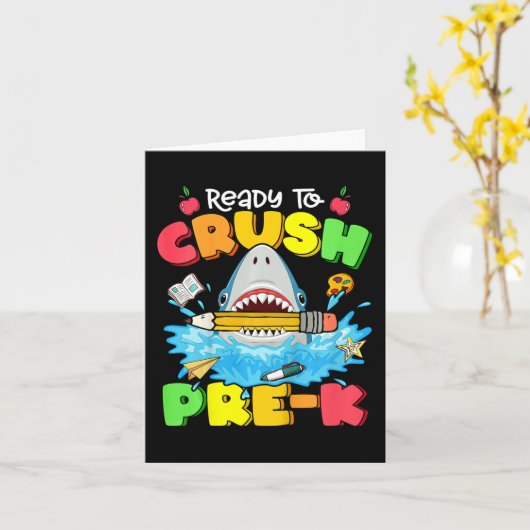 Carte Enfants Prêts À Écraser Le Requin Pré-K Retour À L (Fleur jaune)