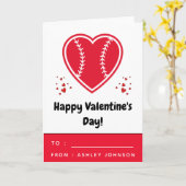 Carte Enfants Red Baseball Softball Coeur Valentines Day (Fleur jaune)