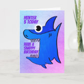 Carte Enfants requin personnalisable Anniversaire (Devant)