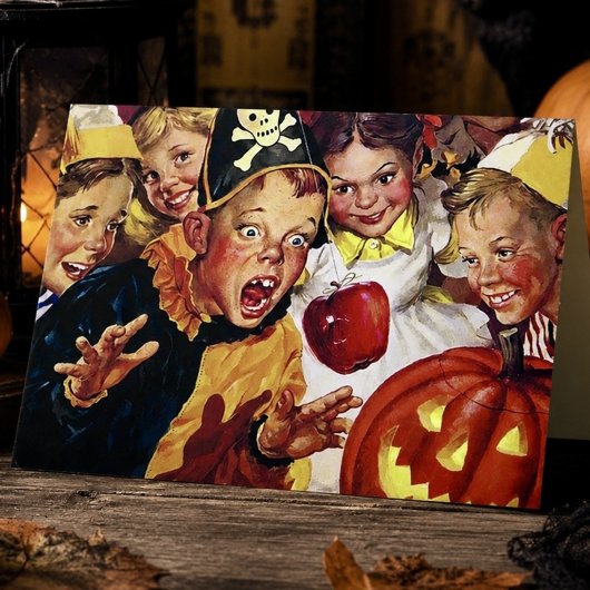 Carte Enfants Rétro pour un Trick-or-Treat Nostalgique d
