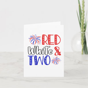 Carte Enfants Rouge Blanc Et Deux Anniversaires 4 juille