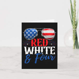 Carte Enfants Rouge Blanc Et Quatre 4 juillet Anniversai