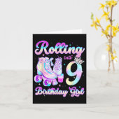 Carte Enfants Roulant Dans 9 Roller Patinage 9e Annivers (Fleur jaune)