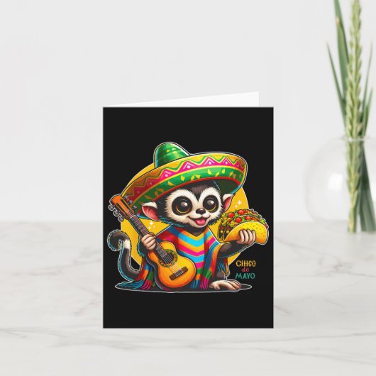 Carte Enfants Singe Mexicain Avec Sombrero Et Poncho Cin (Devant)