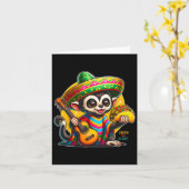 Carte Enfants Singe Mexicain Avec Sombrero Et Poncho Cin (Fleur jaune)