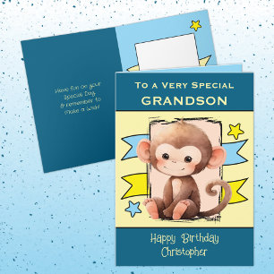 Carte Enfants singes Grandson spécial