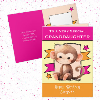 Carte Enfants singes Grille-fille spéciale anniversaire 