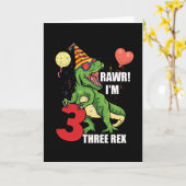 Carte Enfants Trois Rex 3 ans Anniversaire 3e fête Anniv (Fleur jaune)