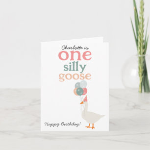 Carte Enfants Une oie sotte 1ère mignonne Anniversaire