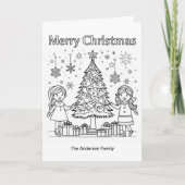 Carte Enfants Vacances Coloriage Arbre Joyeux Noël (Devant)